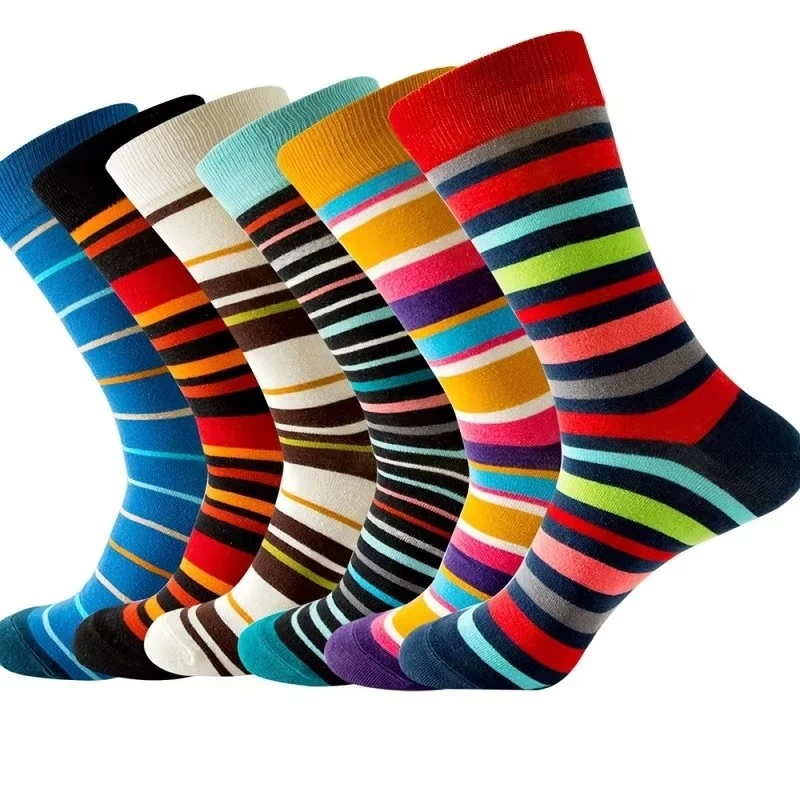 Striped Mid-Calf Men Commute School Sports Socks factory